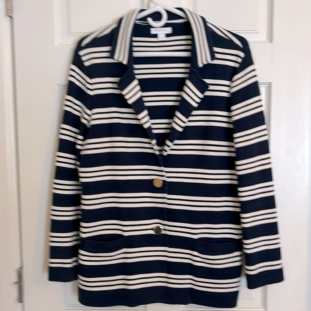Charter Club sweater jacket with gold button closure, size medium.
